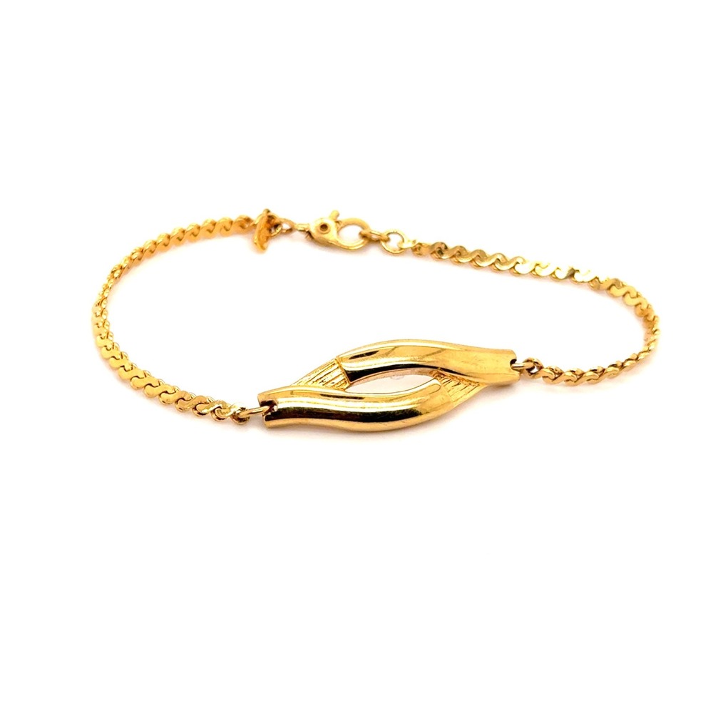 Monet Gold Tone Sculptural Bypass Link Bracelet 6.5 Inch Vintage Jewelry